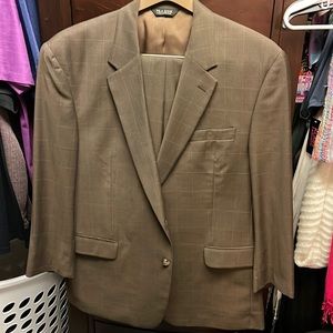 Joseph A Bank tan checked suit